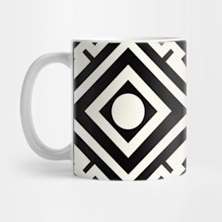 Retro Minimalistic Black and White Geometric Pattern Mug